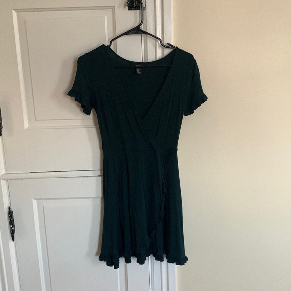 Forest green wrap style dress (Medium)